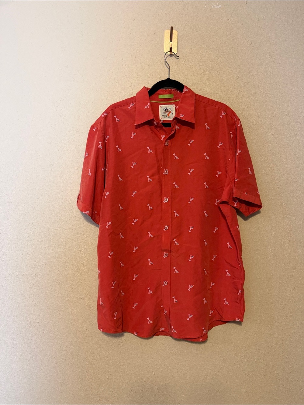 Marti Kat Martini Button Down Burnt Red Casual Shirt Size XL